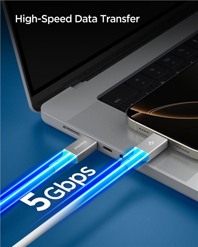 Cablu Spigen Essential USB C la USB C 100W, 1m, alb (iPhone 17 Pro Max, ACA08774) by www.silkase.ro